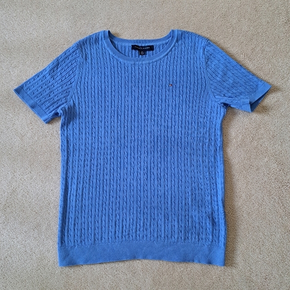 Tommy Hilfiger Sweater Women's Size Medium Blue Cable Knit Short Sleeved NWOT - Picture 14 of 14